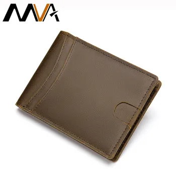 

MVA Men's clip money package leather slim wallet for men dollar purse holder currency notes male clip for man passport 7777