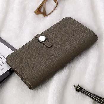 

2020 new leather ladies wallet long lychee wallet wallet passport ticket holder with a clutch
