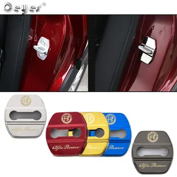 

4pcs Car Styling JDM Style Protect Door Lock Covers Case Decoration For Alfa Romeo Giulia Stelvio Mito Auto Accessories Sticker