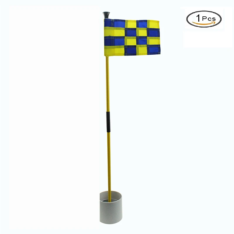 black yellow CRESTGOLF отверстие для гольфа полюс Кубок флаг палка для во дворе практика съемный портативный гольф положить зеленый флагстик 1 комплект - Цвет: black yellow