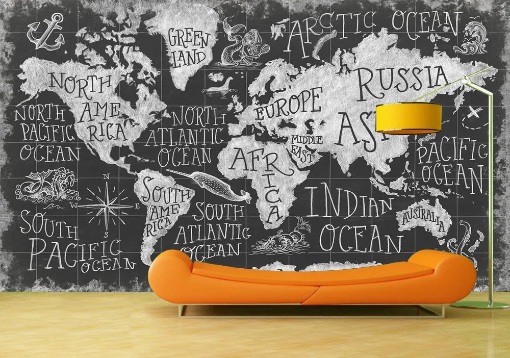 3D фото на заказ настенная черная доска карта съемные настенные бумаги