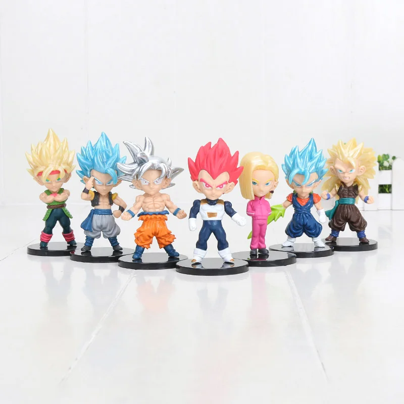 7 шт. в стиле аниме «Драконий жемчуг зет лопуха рисунок Супер Saiyan Son Goku/Vegetto gogeta pvc, движущаяся фигурка, Коллекционная модель, игрушка - Цвет: bag