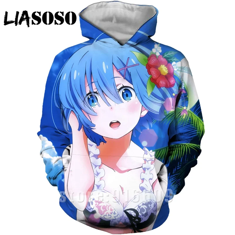 Модные женские и мужские худи rem с 3D принтом Re: zero, худи REM, пуловер для косплея, толстовка с капюшоном в стиле аниме, Harajuku - Цвет: 5