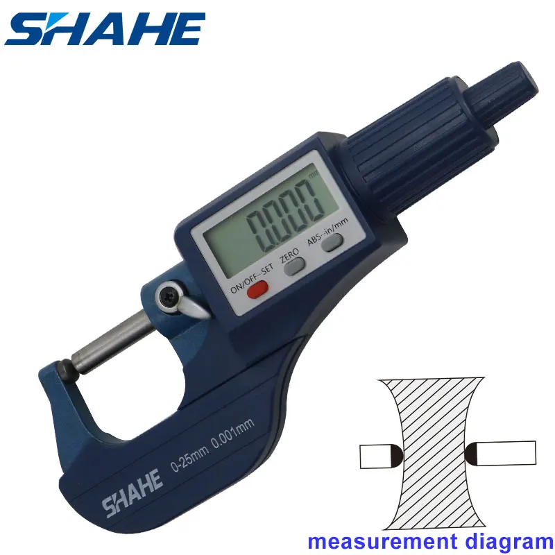 Shahe New Double Round Head Tube Micrometer Digital 025/2550/5075/75100 Mm Tube Micrometer