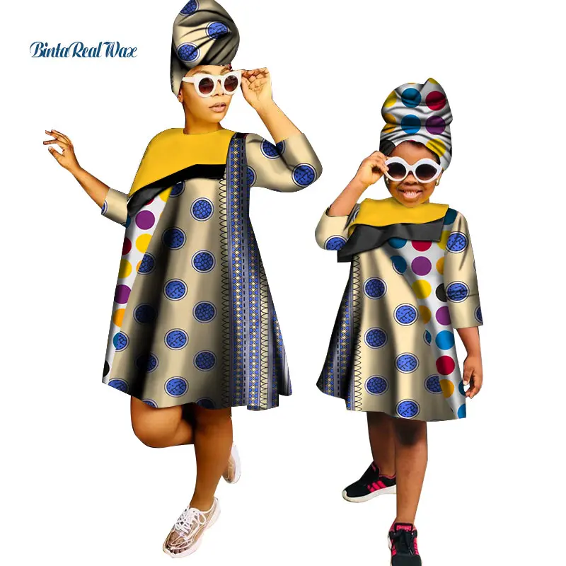 African Clothes Ankara Print Dresses for Women Girls Bazin Riche Mom and Daughter Clothes Dashiki African Design Clothing WYQ266