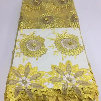 

High Quality Water Soluble Style Beaded Christmas Prom Dress Sewing Cord Lace Fabrics With Stones African Nigeria Wedding Fabric