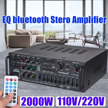 

2000W 110V 2channel bluetooth Home Stereo Power Audio Amplifier Audio USB SD Remote Amplifiers Subwoofer Amplifier Equalizer