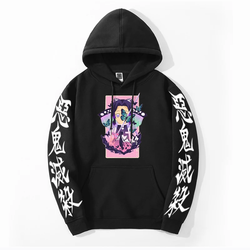 

Kimetsu no Yaiba Mens Harajuku Thick Sweatshirts Hoodie Demon Slayer Tanjirou Anime Fleece Printing Top Fitness Streetwear