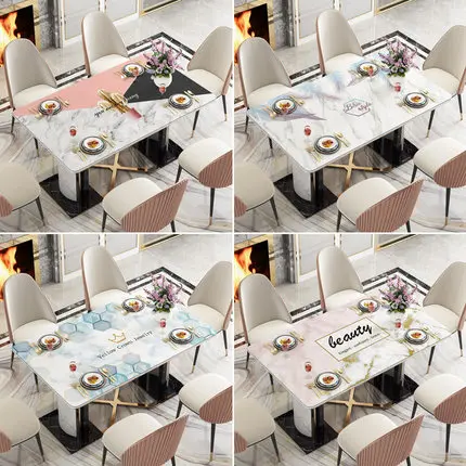 PVC Soft Glass Oilproof Waterproof Table Covers PVC Tablecloth Oil Tablecloth Glass Soft Cloth Home Textiles Almofadas Placemats