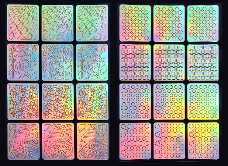 Перекрестная граница наклейки для ногтей симфония лазерные накладные ногти стикер 24-Маникюр Французский Клей Бумага Шаблон моделирования