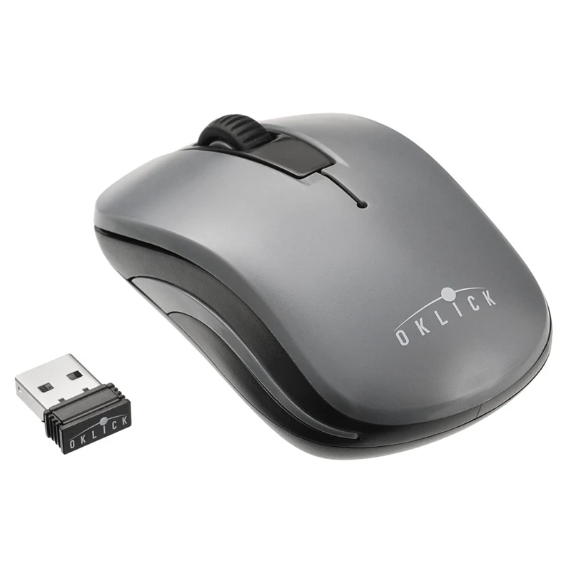 945814 Мышь Oklick 445MW черный/серый оптическая(1200dpi) беспроводная USB(2but