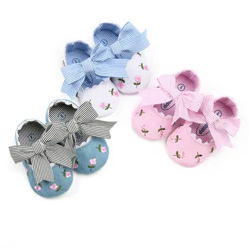 

Baby Girl First Walkers Shoe Embroidery Flower Fashion Toddler Shoes Print Ribbon First Walkers Kid Shoes