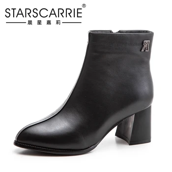 

Women Boots Hot Woman Genuine Leather Cow Leather Plus Size Europe and The United States Short Boots Fashion Handmade 6cm Heel