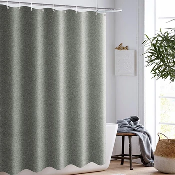 

Imitation Linen Shower Curtain European Style Thickening Shower Curtain Free of Punching Waterproof Mold Proof Partition Curtain