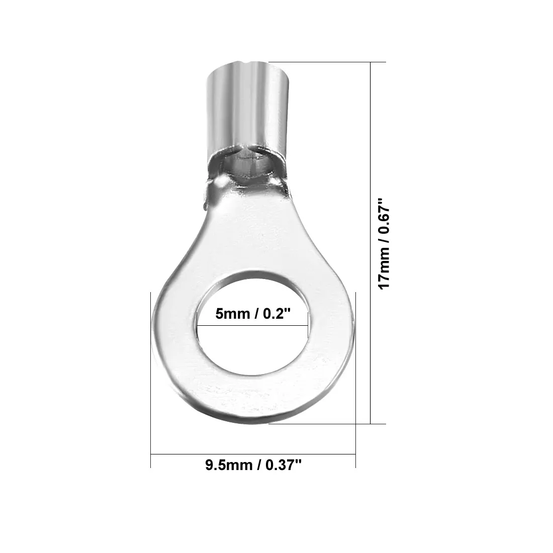 Uxcell 100 шт. RNB2-5L неизолированные u-образные медные обжимные клеммы 1,5-мм2 провода разъем Серебряный тон