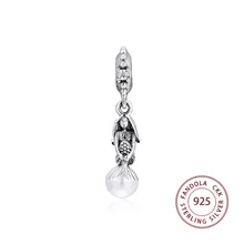 Стерлингового серебра 925 бусины светящиеся Ариэль Висячие Подвески бусины для изготовления ювелирных изделий Подходит Pandora Браслеты Argent Шарм kralen