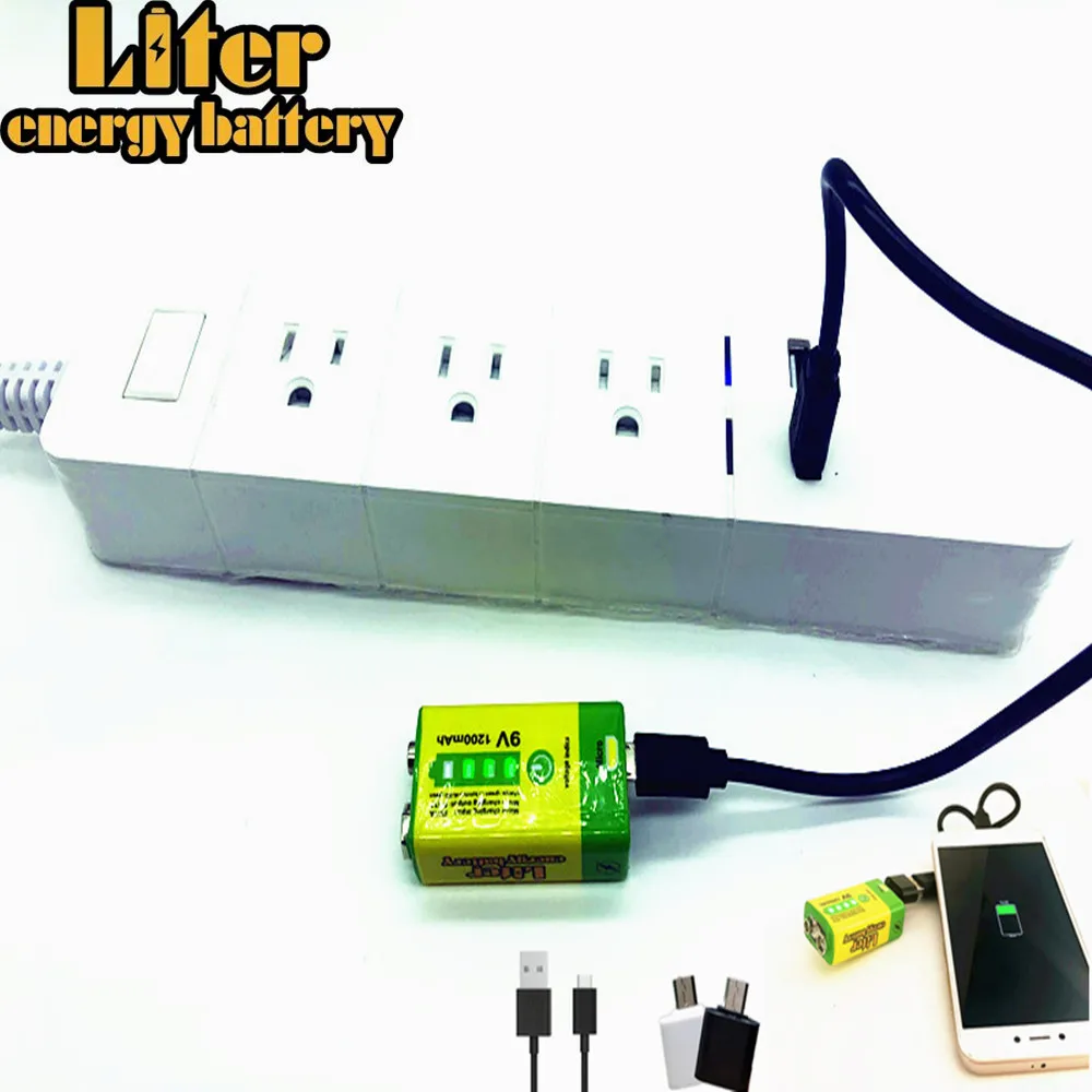 1200mAh 9V USB перезаряжаемая Lipo батарея для микрофона RC камера Дрон аксессуары банк питания Мобильный телефон