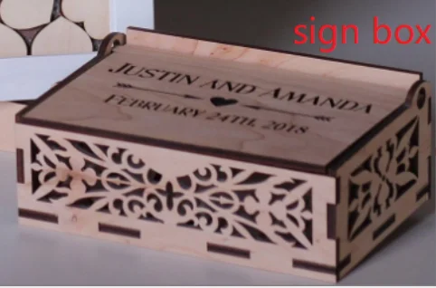 only sign box Персонализированные деревянные Сердца Свадебные Drop top box Альтернативная Лазерная Свадебная душевая Гостевая книга frame3D знак юбилея на день рождения доска - Цвет: only sign box