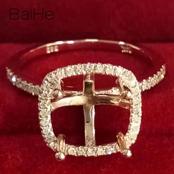 BAIHE Solid 14K розовое золото(AU585) сертифицированное обручальное женское винтажное ювелирное элегантное уникальное кольцо с полукреплением в подарок