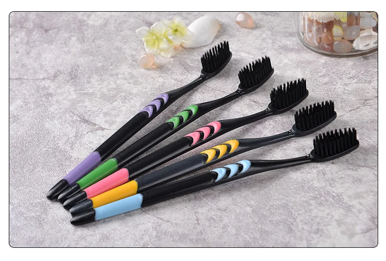 10Pcs Bamboo Charcoal Toothbrush Travel Double Ultra Soft Toothbrush Deep Clean Brush Dental Oral Care Hygiene Teeth Brush
