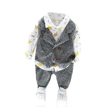

New Spring Autumn Baby Boys Clothes Children Cotton Vest Shirt Pants 3Pcs/sets Toddler Fashion Clothing Infant Kids Tracksuits