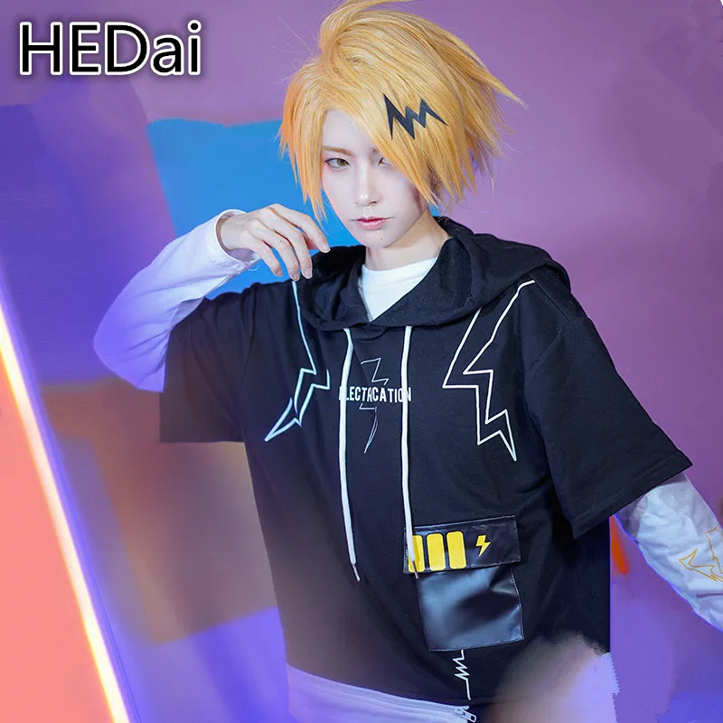 My Hero Academy Kaminari Denki, костюм для косплея, повседневные Костюмы, аниме, косплей, маленький свитшот с героем+ футболка