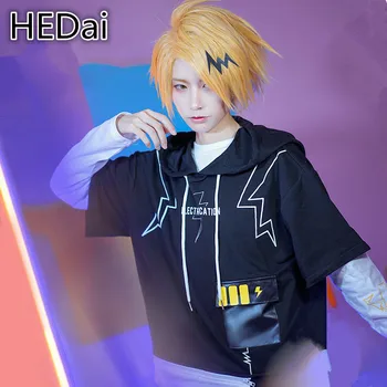 

My Hero Academia Kaminari Denki Cosplay Costume Daily Suits Anime Cosplay Little Hero Sweatshirt+T-shirt