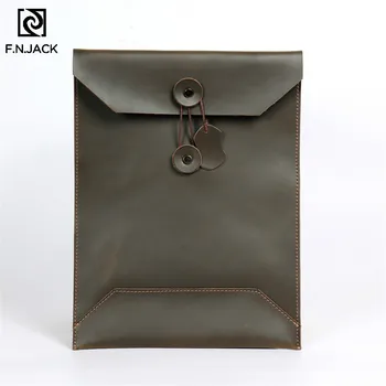 

F.N.JACK Crazy Horse Skin File Bag Briefcase Put A4 Leather Letter Bag Leather Data Bag 13 Inch Air Ipad Computer Bag 2019