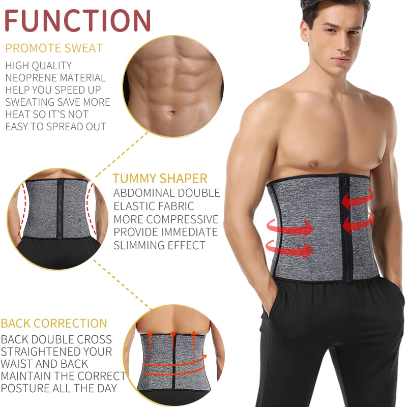 Men Waist Trainer Slimming Body Shaper Modeling Belt Weight Loss Shapewear Belly Shapers Sweat Trimmer Belt Reducing Slim Girdle