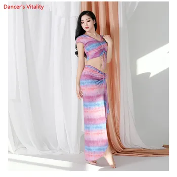 

New Women Belly Dance Costume Set Tops+Skirt 2 Pieces Sexy Belly Dance Wear Practice Or Performance Costumes