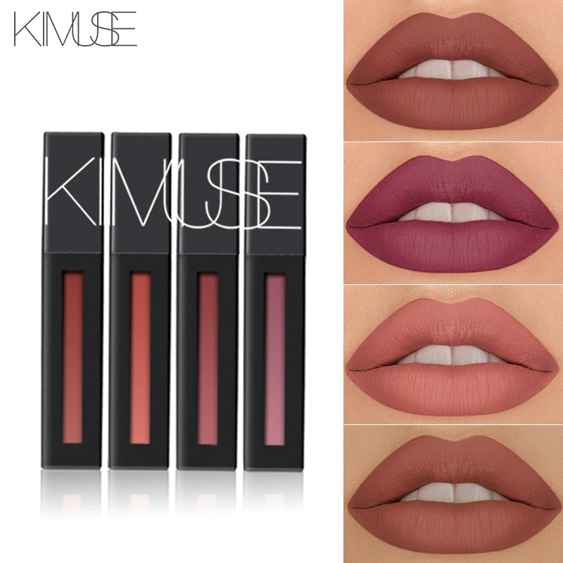 KIMUSE, новинка, 3 шт./лот, матовая, стойкая, жидкая губная помада, набор, водонепроницаемый блеск для губ, металлик, макияж, помада, набор, легко носить
