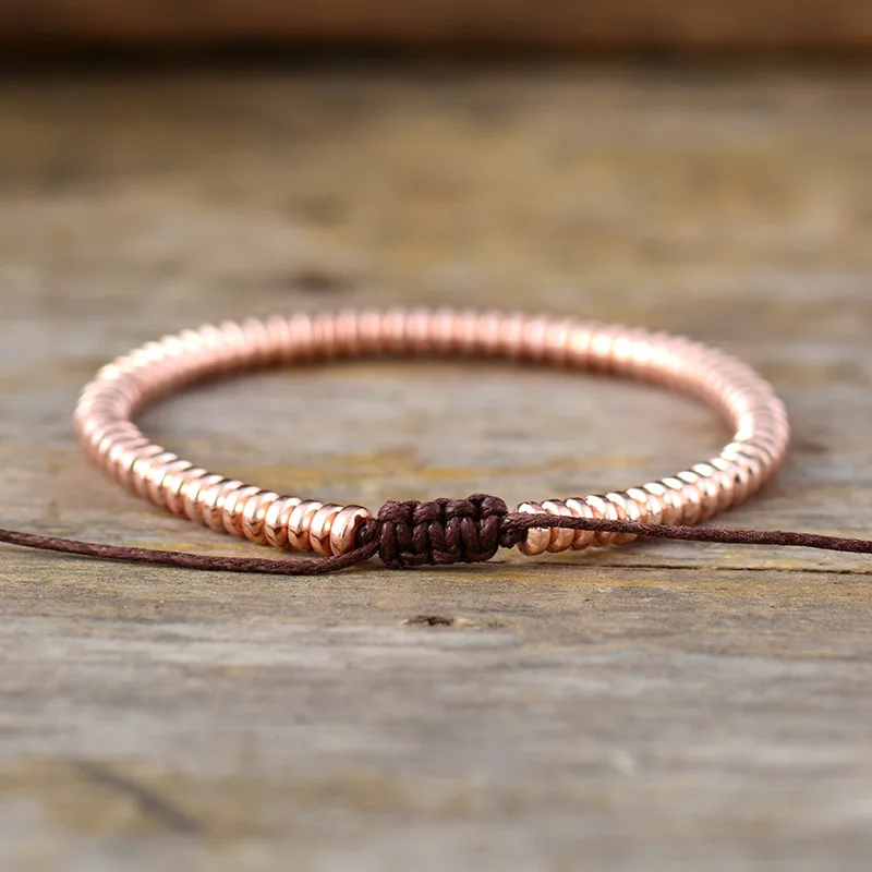 Beaded Bracelet Men Bracelet Cool Disc Shape Hematite Stone Handmade Beads Friendship Macrame