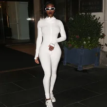 

2021 Long Sleeve Skinny Rompers Womans Solid Jumpsuit Female Streetwear Pink Black Knitted Sexy Bodycon Jumpsuit Women Overalls