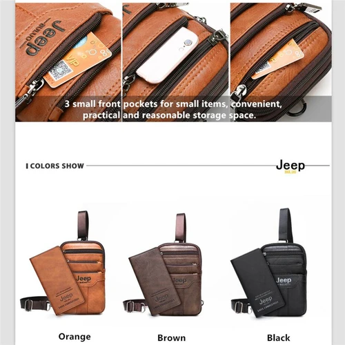 JEEP-BULUO 다기능 작은 어깨 메신저 가방 남성용, 새로운 패션 캐주얼 크로스 바디용 슬링 체스트백 다리 4