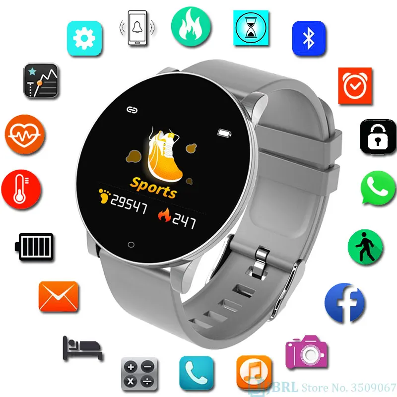 Силиконовые смарт-часы для женщин и мужчин для Android IOS Smartwatch Электроника Смарт-часы Wach фитнес-трекер Круглый циферблат Смарт-часы