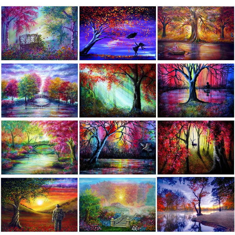 

Scenery tree DIY diamond painting full circle cross stitch mosaic diamond embroidery home decoration accessories