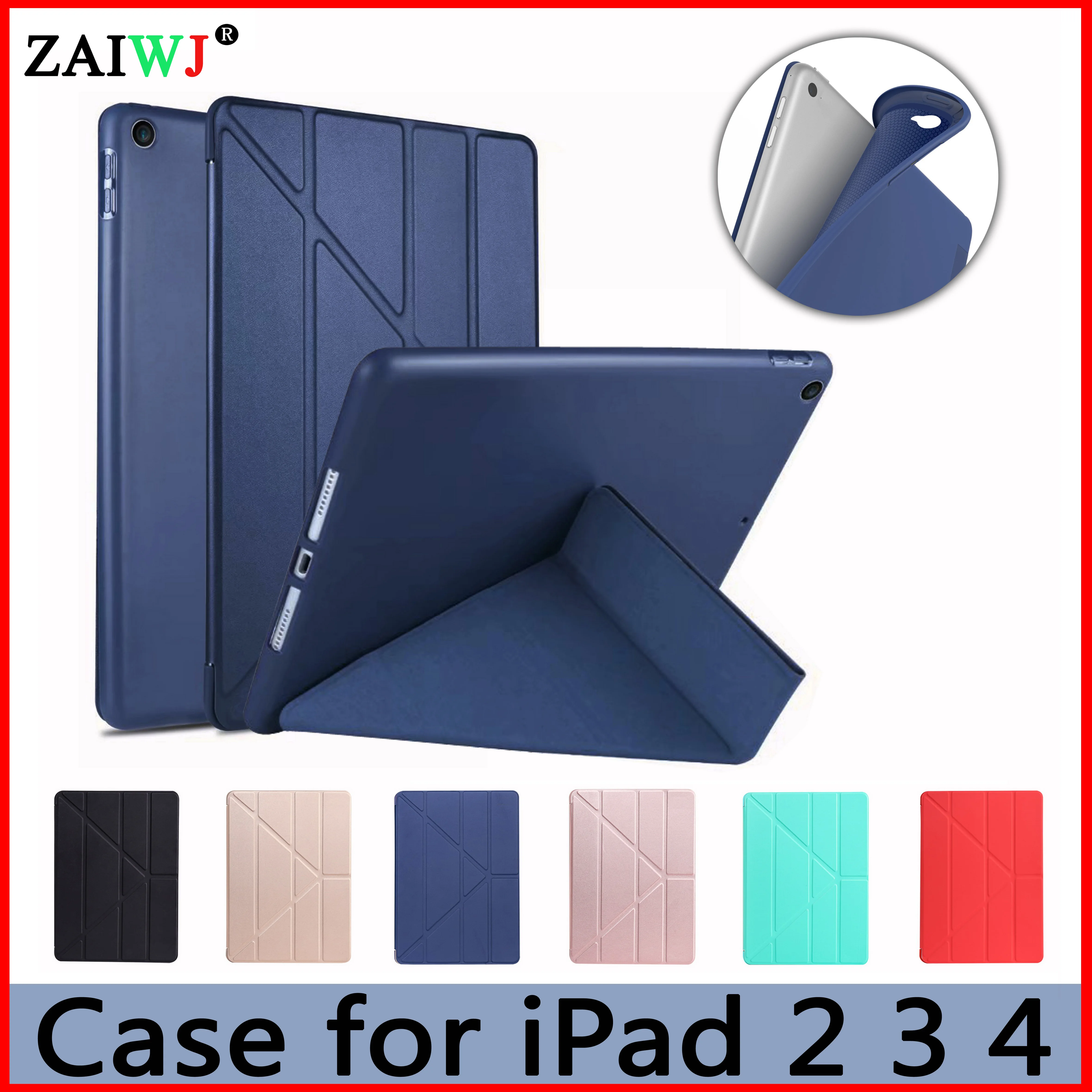 Чехол для apple iPad 2 3 4 ZAIWJ из искусственной кожи мягкий силиконовый чехол ТПУ с