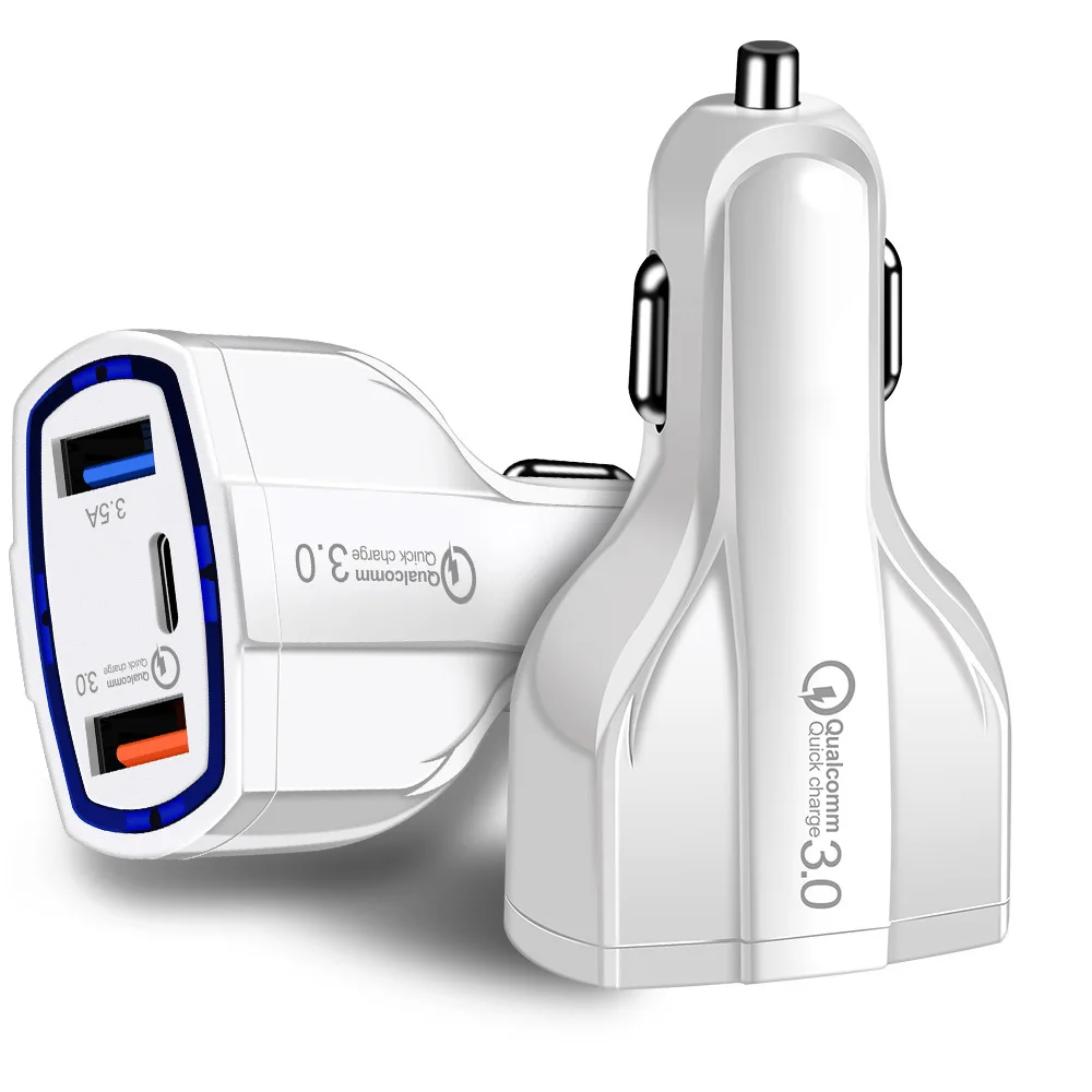 Автомобильное зарядное устройство Quick Charge 3,0 Автомобильное usb-устройство для зарядки телефона быстрое зарядное устройство для iPhone samsung Xiaomi и т. Д. Совместимо с портом type C автомобильное зарядное устройство