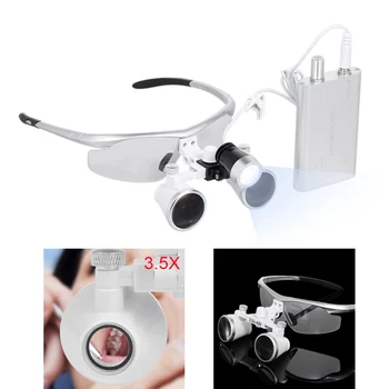 

2.5X/3.5X Magnification Binocular Dental Loupe Surgery Magnifier with Headlight LED Light Operation Loupe Lamp