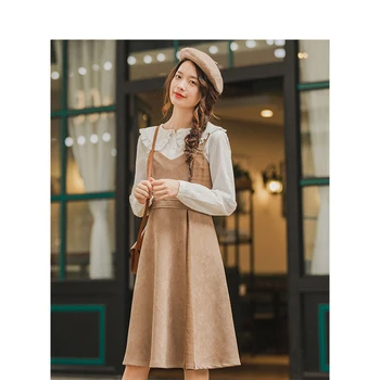 

INMAN Winter Retro Elegant Split Color Slits A-line Defined Waist Sleeveless Women Dress