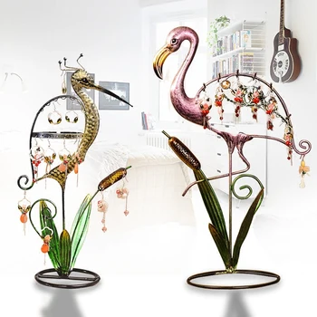 

H-0017 Jewelry Display Stand Rack Red-crowned Crane Stand Iron Necklace Earring Holder Bracelet Fashion Organizer