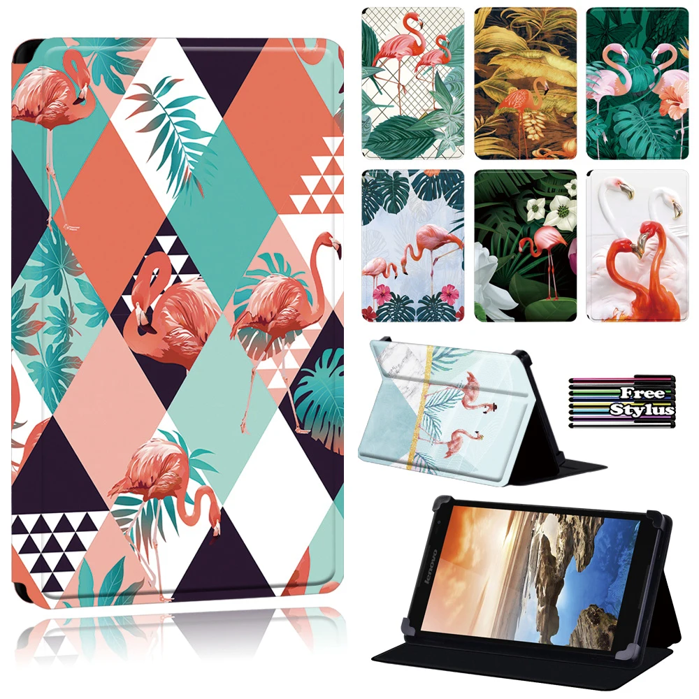Custodia Per Lenovo Thinkpad Tablet 2/Tab 8/Tab A8-50 A5500/Tab S8 - 50/A7-50 A3500/Yoga Tab 4 Plus-Flamingo Tablet Case + Pen