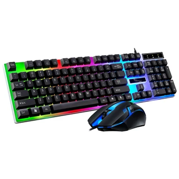 

Gaming G21B wired keyboard and mouse set with backlight usb luminous kit overalls for Windows PC Laptop pad