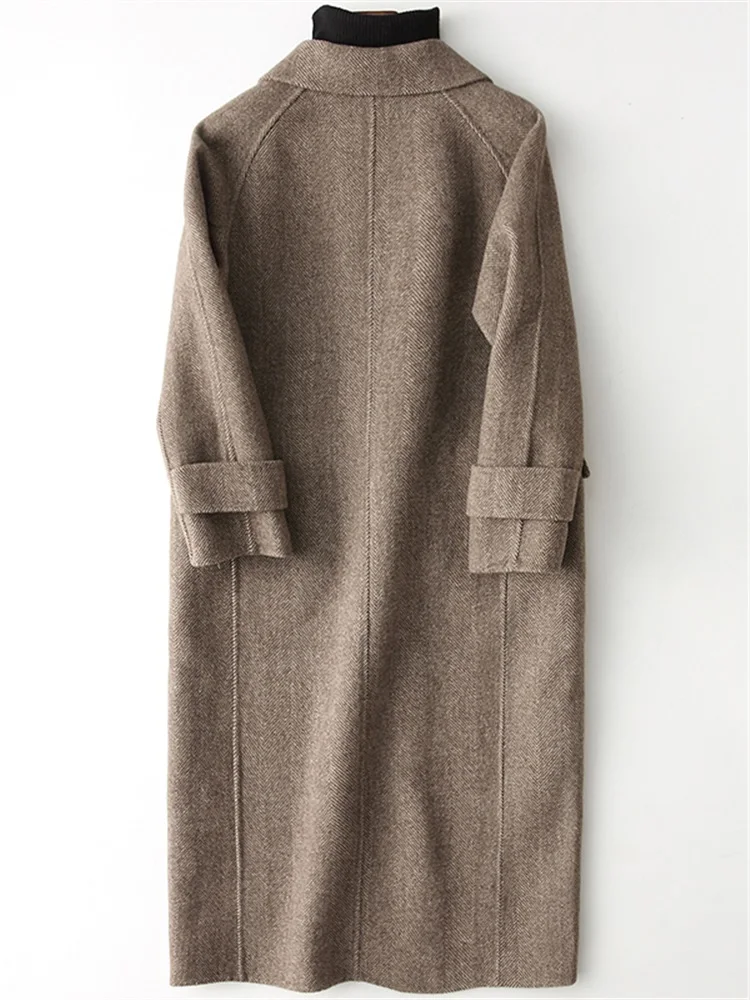 

casaco feminino 2020 Vintage Autumn Winter Warm Double Side 100% Wool Coat Women Maxi Long Trench Coats Manteau Femme