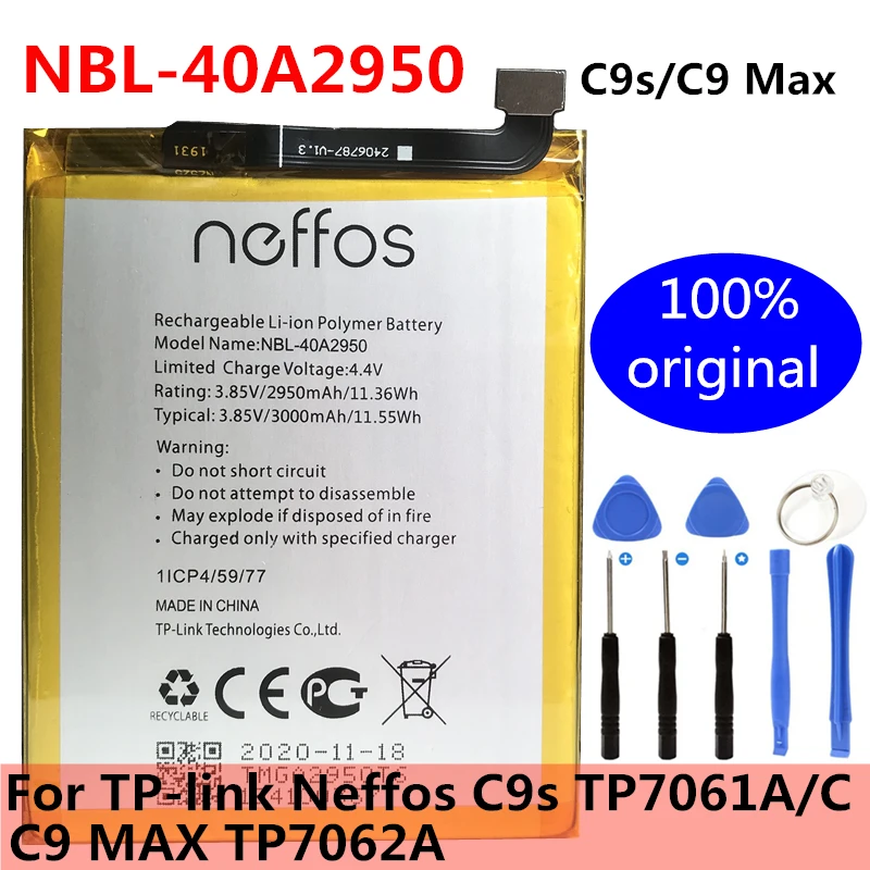 Original New 3000mAh NBL-40A2950 Battery For TP-link Neffos C9s TP7061A TP7061C / C9 MAX TP7062A Mobile Phone Batteries | Мобильные