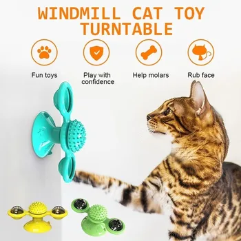 

Windmill Cat Toy Turntable Teasing Interactive Cat Toys Interactive with Catnip Cat Scratching Tickle Pet ball toys Cat Supplies