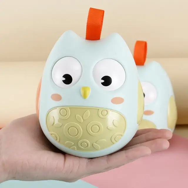 Cartoon Nodding Owl Tumbler Roly Poly Built-in Bell Rattles Baby Educational Toys 2