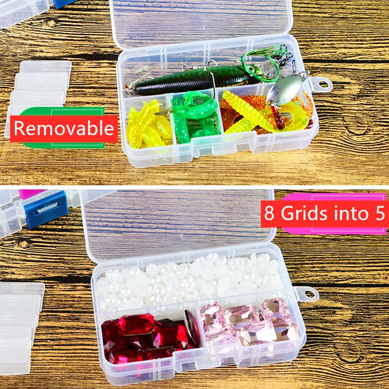 Adjustable Plastic Storage Box 8 Grids Jewelry Case Sewing Accessories Organizer Small Plastic Tablet Box Spare Parts Holder