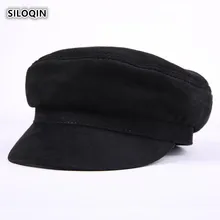 SILOQIN Trend Genuine Leather Hat Autumn Winter Woman Fashion Sheepskin Military Hats Snapback Men's Flat Cap Leisure Brand Caps