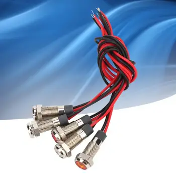 

5 Pcs LED IP66 6mm LED Water-Proof Metal Warning Light with Wire 1NO signal